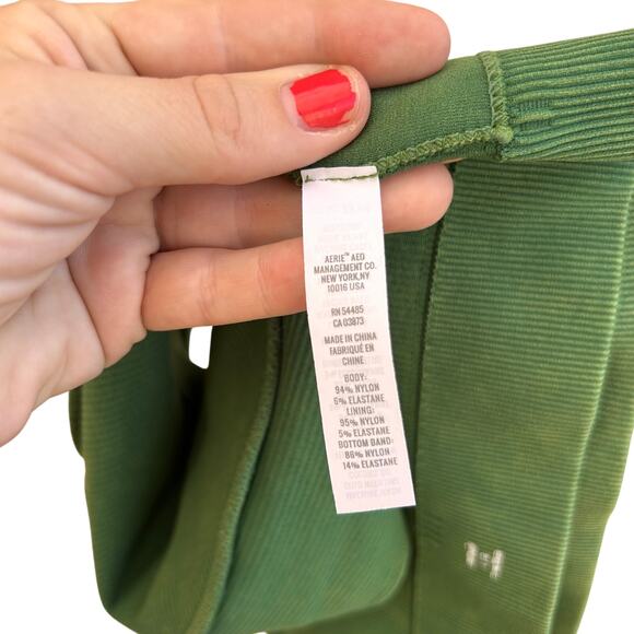 Aerie Gold Hoop Green Ribbed Crop Top Size L - Picture 4 of 4